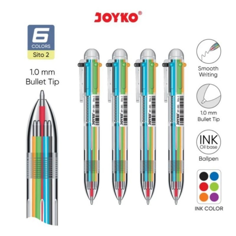 

Ballpoint /Ballpen / Pulpen / Pena / Pen Joyko 6 Warna BP-385