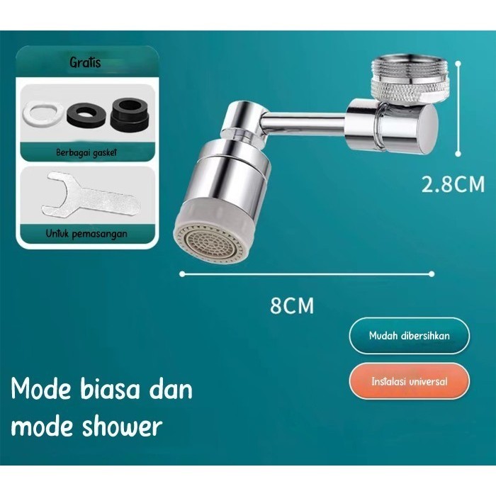 Universal 1080' Rotasi Keran Extender Semprotan Kepala Kran Wastafel