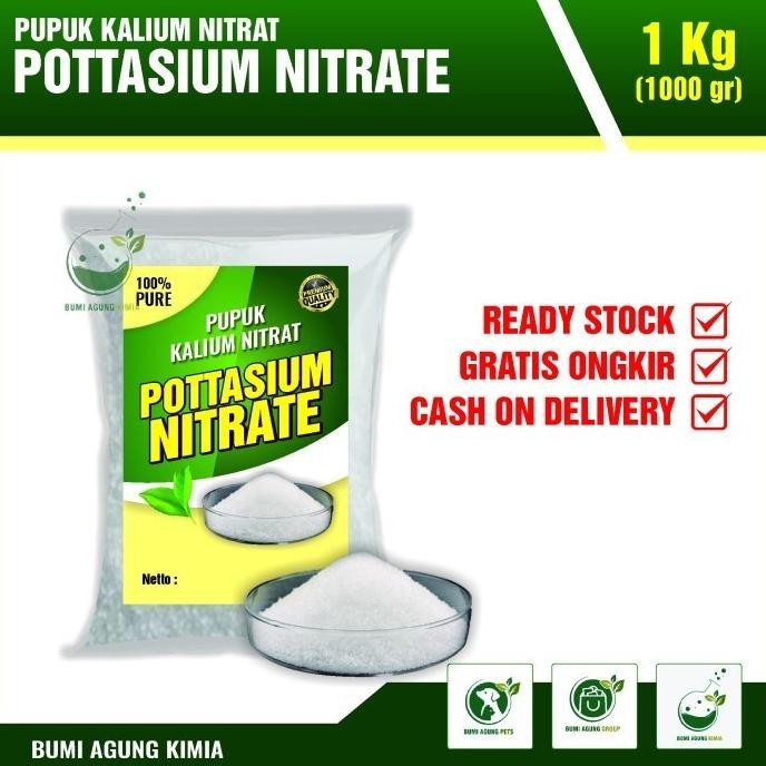 Hot - PUPUK KALIUM NITRAT / POTASSIUM NITRATE / KNO3 MURNI 1KG - packing biasa .,