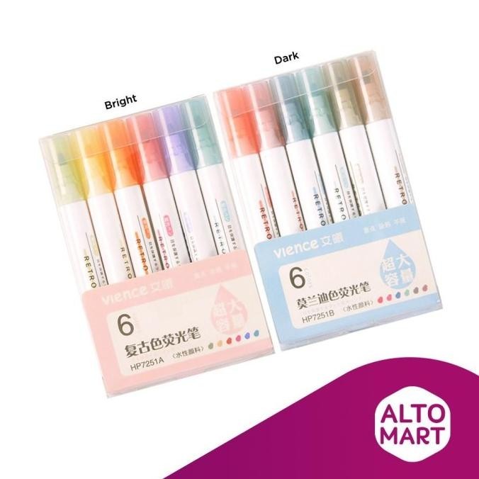 

Baru - Retro Morandi Highlighter Marker (Set of 6) - Bright