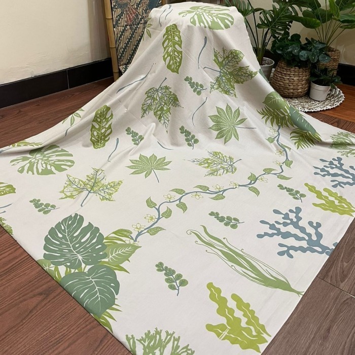 Naenggo Terlaris!!! Kain Batik Solo Daun Ecoprint Putih C133