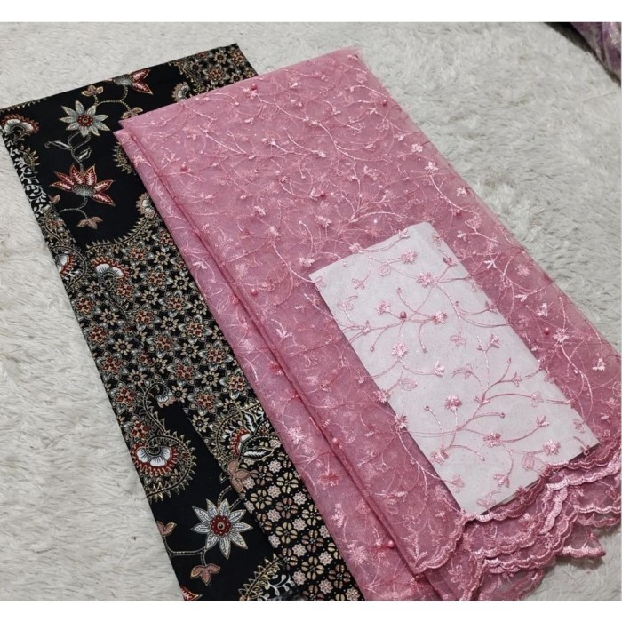 Naenggo Bahan Set/Paket Setelan Kain Bridesmaid Tile Mutiara & Batik Semisutra