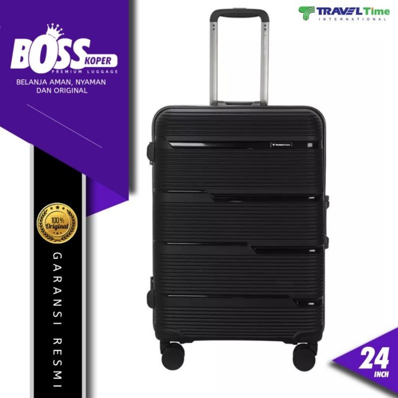 Koper 24 Inch Medium Size TRAVEL TIME Hardcase TSA Tanpa Resleting Original
