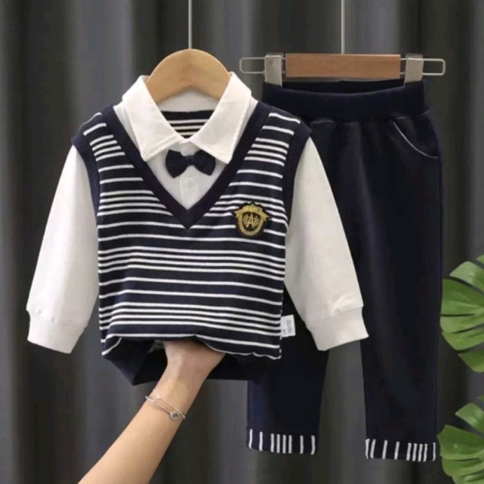 Baju Bayi Laki Laki Cowok 6 12 Bulan 1 2 3 Tahun Kemeja Set Rompi