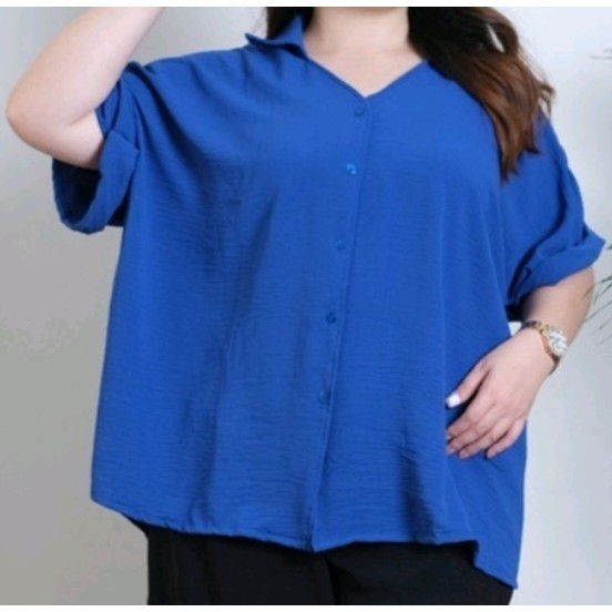 Blouse Wanita Benhur Tangan Pendek V-Neck Uk.5XL-Big Size Jumbo
