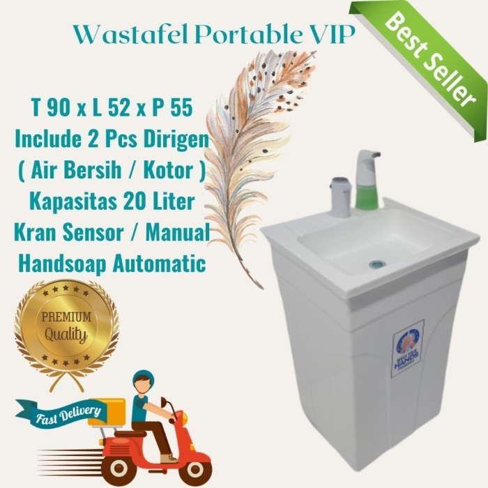 Washtafel Portable Fiberglass Kran Sensor Dengan Handsoap