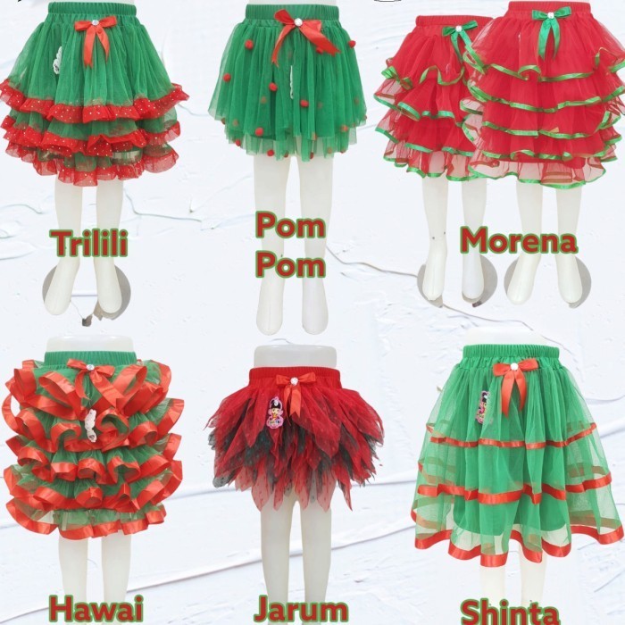 Rok Natalan Anak / Rok Merah Hijau / Rok Tutu Anak / Rok Tutu