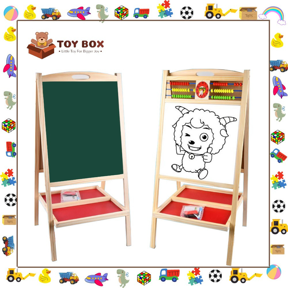 

Large Size Mainan Papan Tulis Lipat Anak Blaboard Dan Whiteboard 2 In 1 Bolak Balik / Wooden 2In1