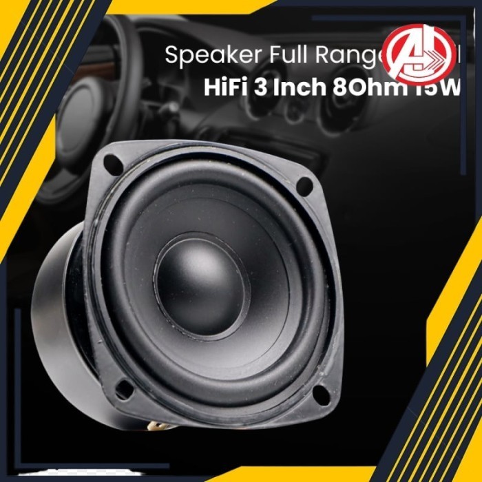 Audio Labs Speaker Full Range Mobil Hifi 3 Inch 8Ohm 15W 2 Pcs Black
