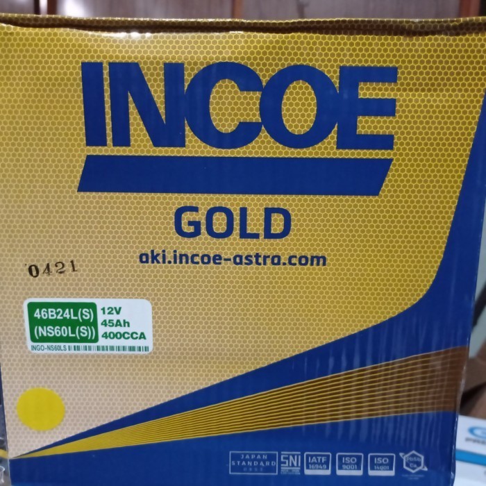 Aki Mobil Incoe Gold Type Ns60Ls 12V-45 Amper