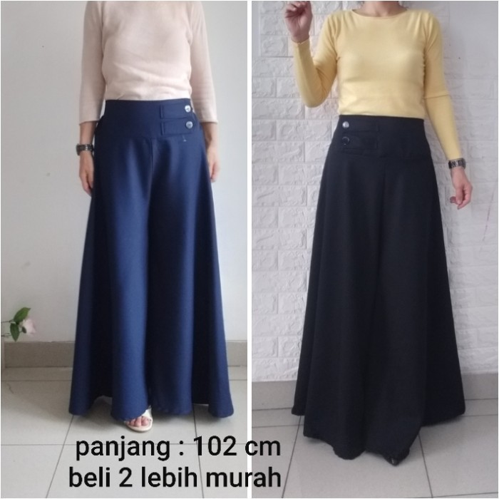Celana Rok Kulot Lebar Wanita Muslim Coklat Pramuka