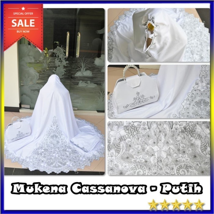 COD MUKENA CASSANOVA PUTIH (SILVER)/MUKENA ANAK/MUKENA BALI/KATUN JEPANG