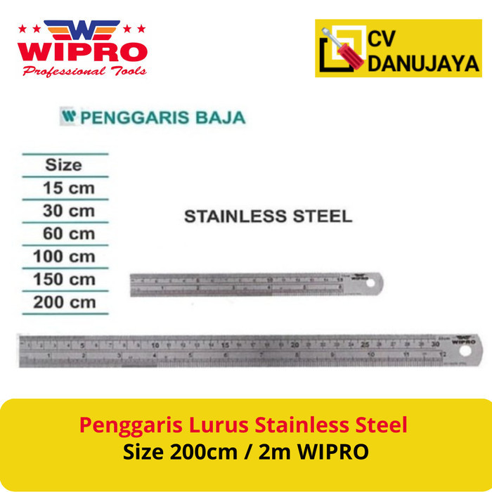 

Penggaris Garisan Ruller Lurus Stainless Steel Size 200Cm / 2M Wipro