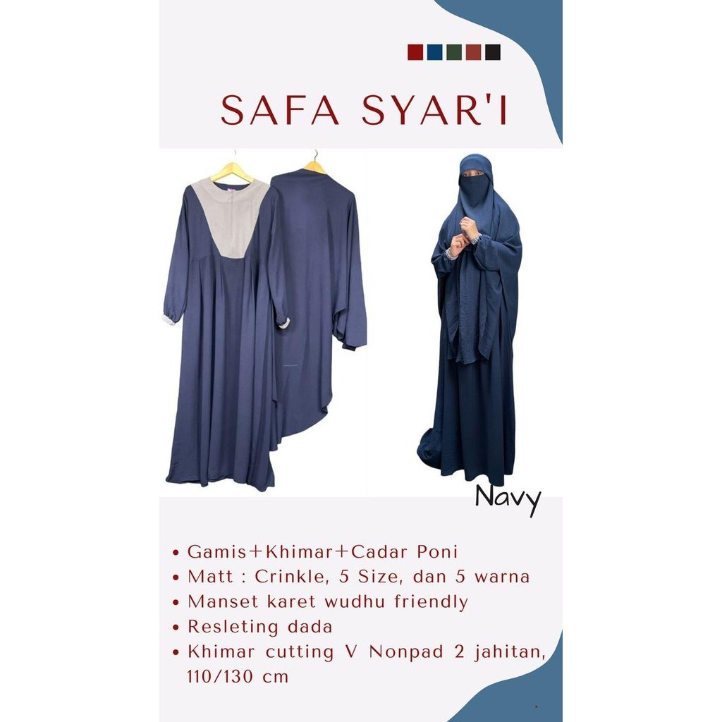 Gamis Set Khimar Cadar / Gamis Set Syari / Gamis Syari Bahan Crinkle