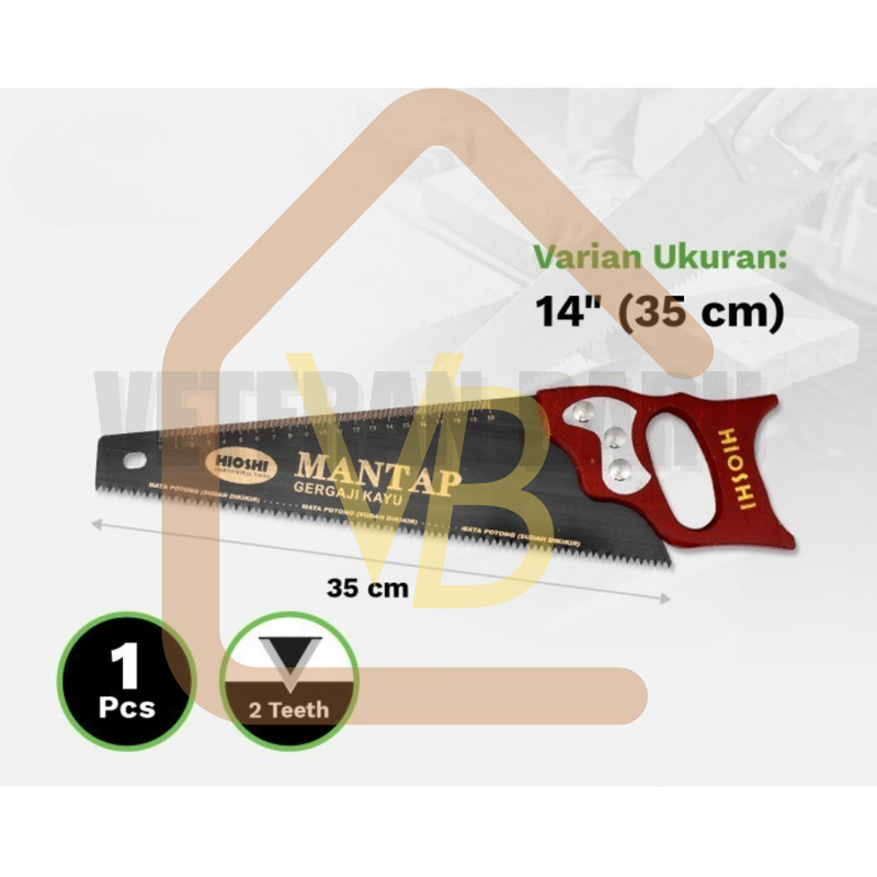 Gergaji Kayu Gagang Kayu 14 HIOSHI MANTAP/ Gergaji Potong - 14 Inch