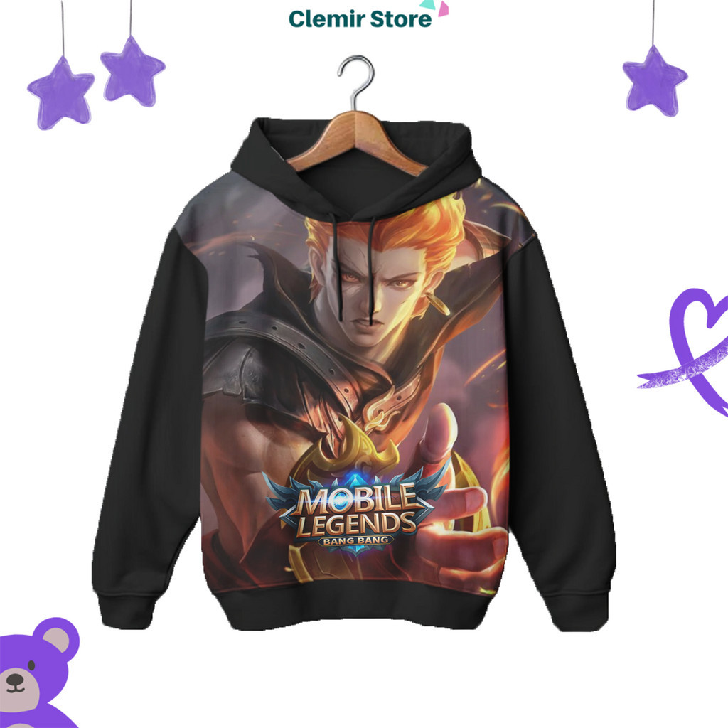 Hoodie Printing 3D Anak Mobile Legend Ml Fullprint Karakter Mage Valir Untuk Usia 1-12 Tahun Unisex 