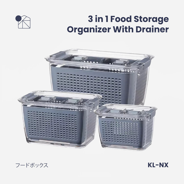 

Kanso Living 3 In 1 Kotak Penyimpanan Makanan Organizer Kulkas Storage