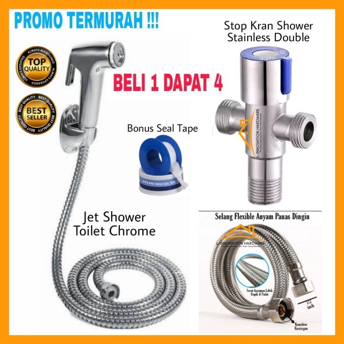 Jet Shower Toilet Stop Kran Air Cabang Kloset Selang Panas Dingin