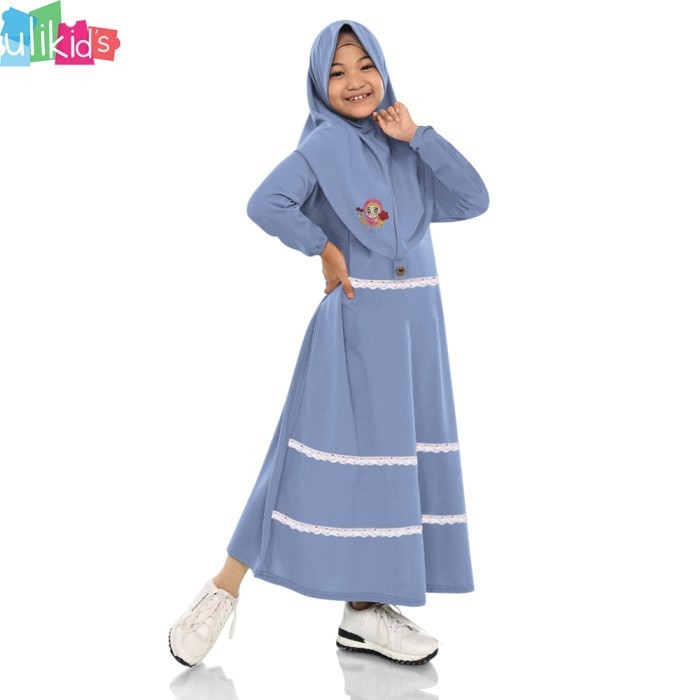 Ulikids Dress Gas Anak Perempuan Bordir Muslimah Bahan Babyterry
