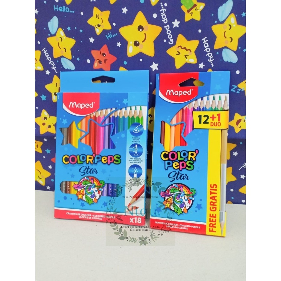 

Sale Maped Pensil Warna Color Peps 12 + 1 Duo Pensil Warna Maped 18 Warna Trendi