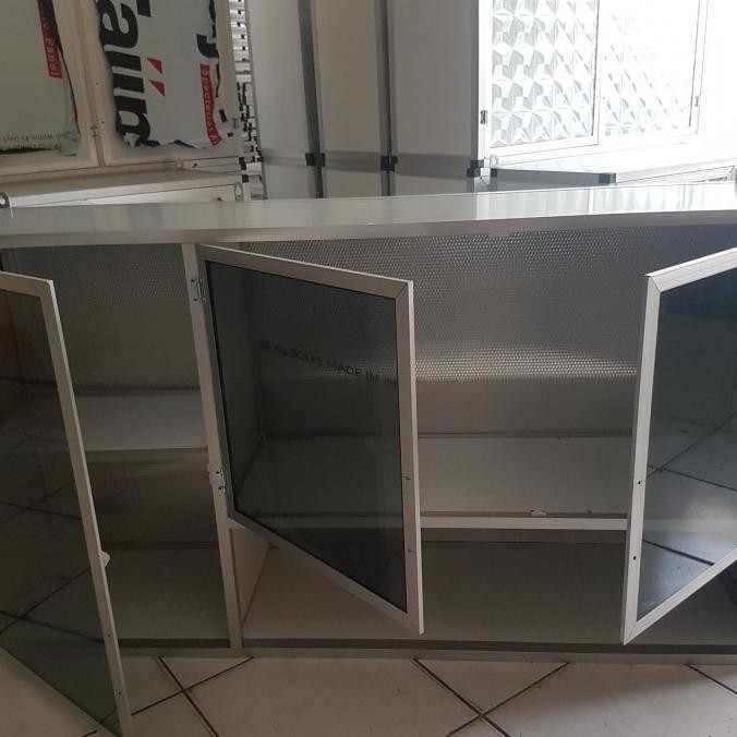 Rak Gantung Lemari Dapur Kitchen Set Atas Aluminium Kaca 3 Pintu Acp Difteraan