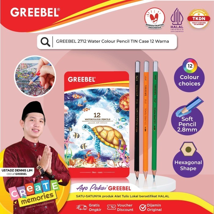 

Bagus Greebel Pensil Warna 2712 Water Colour Color Pencil Tin Case Isi 12 Gilaa!!!