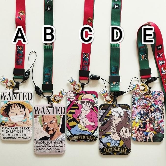 

New Sale One Piece Anime Id Card Holder Lanyard 1 Luffy Zoro Law Name Tag Berkualitas