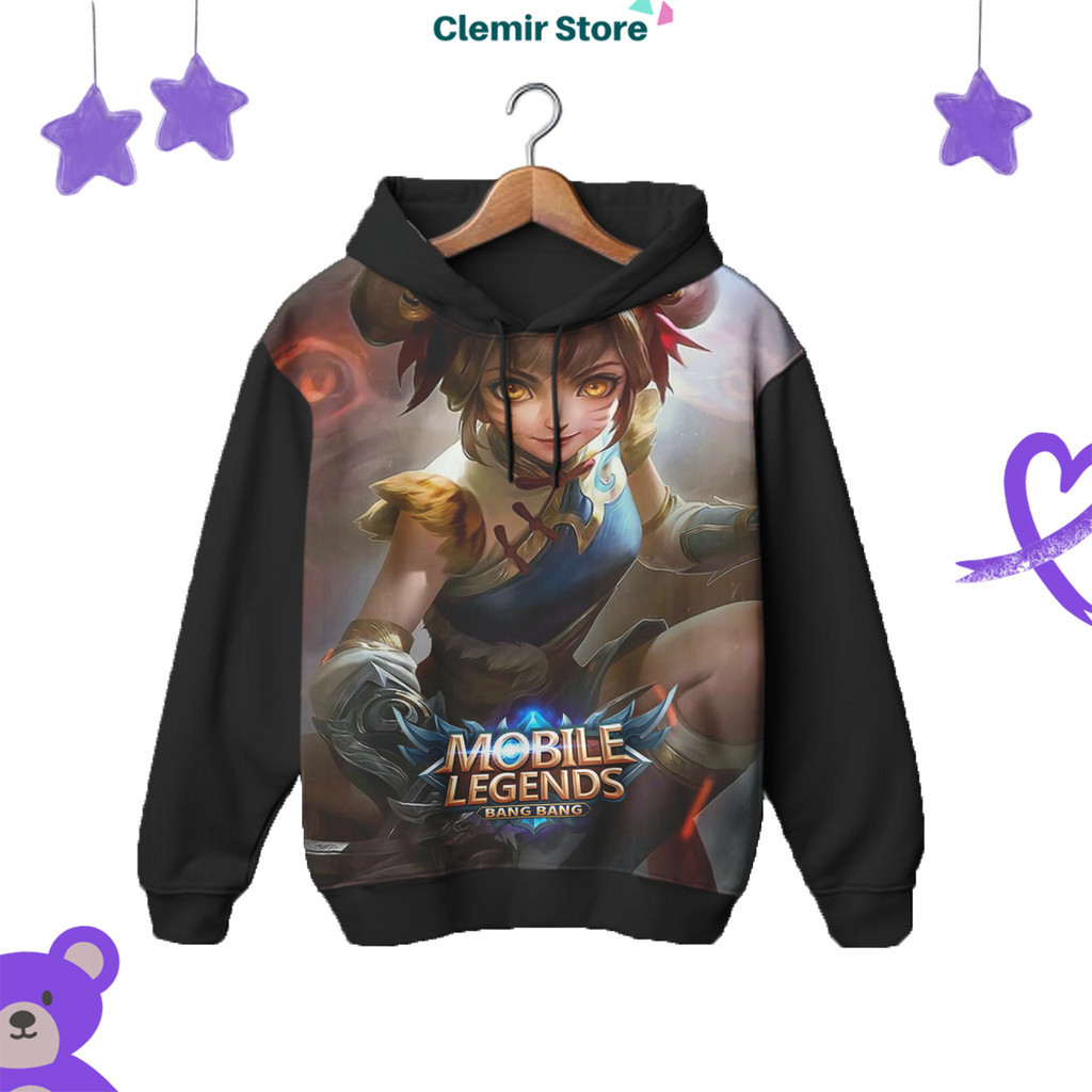 Hoodie Printing 3D Anak Mobile Legend Ml Fullprint Karakter Marksman Wanwan Untuk Usia 1-12 Tahun Un