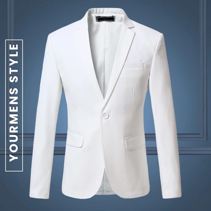 Blazer Korea Pria Slimfit Tommy Full White High Twist Nikayu