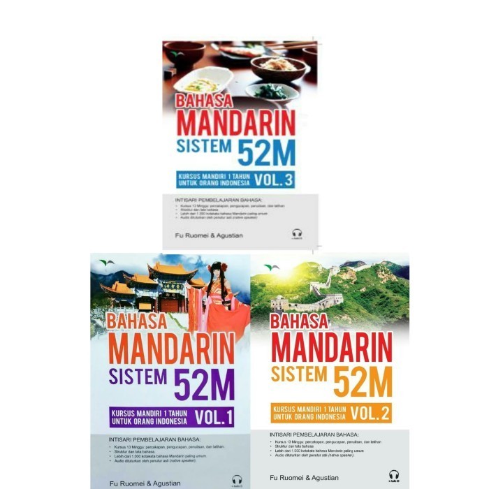 

PAKET 3 BUKU BAHASA MANDARIN SISTEM 52M VOL. 1 , 2 & 3 + CD AUDIO