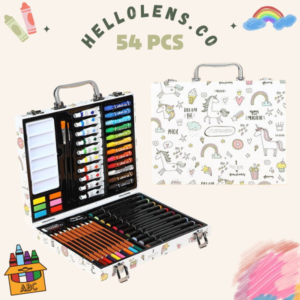 

Unik Crayon Set 54 Pcs Koper Besi /Alat Gambar / Water Colour /Koper Crayon Gilaa!!!