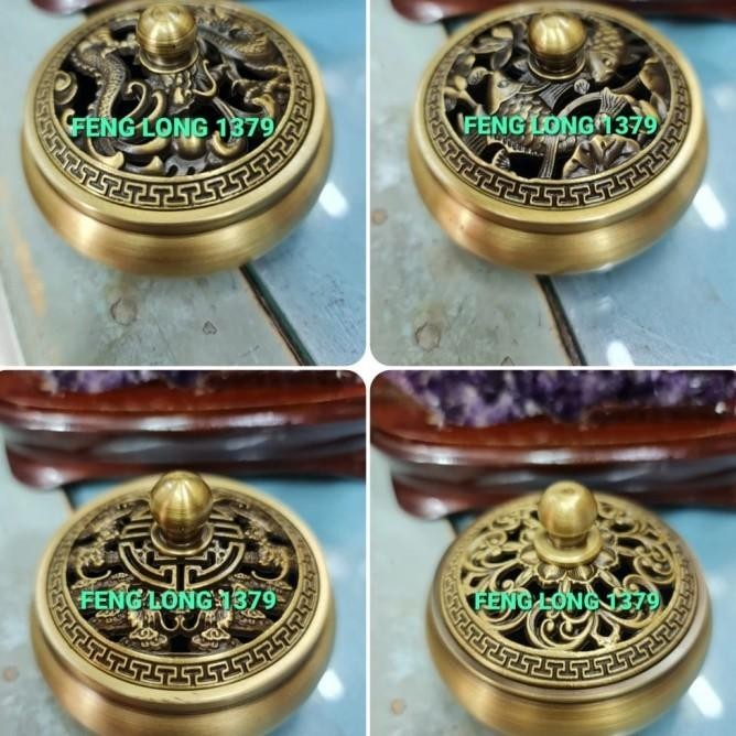 Hiolo Kuningan Dengan Tutup U/ Dupa Kerucut Yuan Bao Kecil | Ganepkuswandarilaris