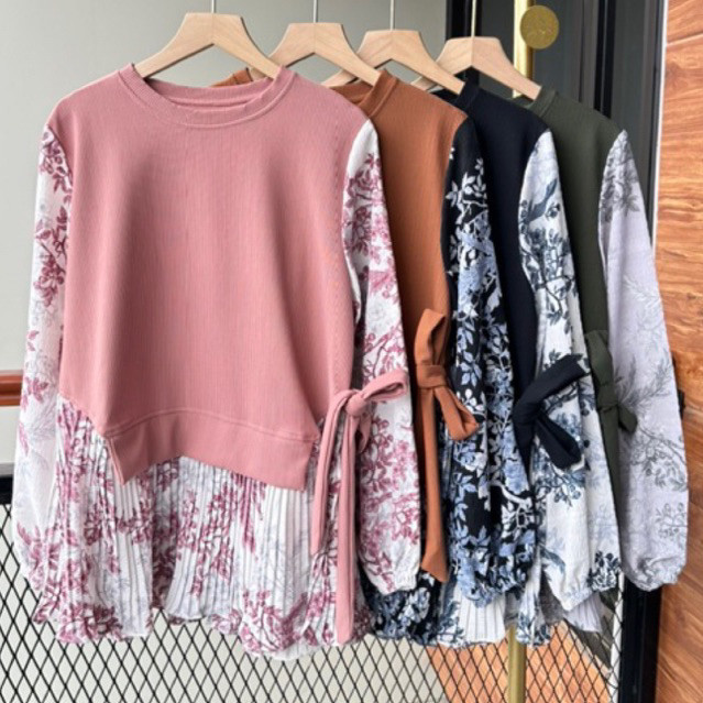 [THE NEW BEST SELLER] POPPY BLOUSE CHIC MIX PLEATS / BLOUSE PLISKET MIX KNIT