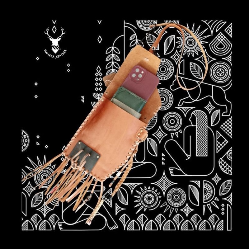 [SIMPLE] FAVORIT OUTFIT Sling bag Kulit Asli / Tas Selempang Murah - suku indian Kulit Sapi Asli -