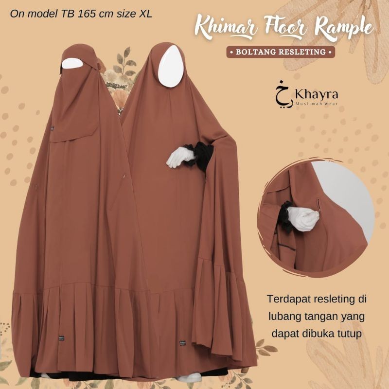 Khimar Floor Boltang Resleting 2 in 1 Busui | Khimar Boltang Zipper Jumbo By Khayra Muslimah