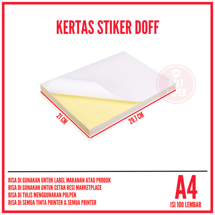 Kertas Stiker Hvs A4 - Isi 100 Lbr / Kertas Stiker / Sticker Hvs Doff