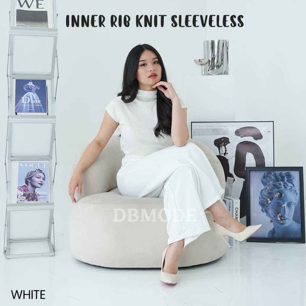[THE NEWEST COLLECTIONS] Manset Baju Inner Rajut Knit Tanpa Lengan Pendek Jumbo Turtleneck Atasan