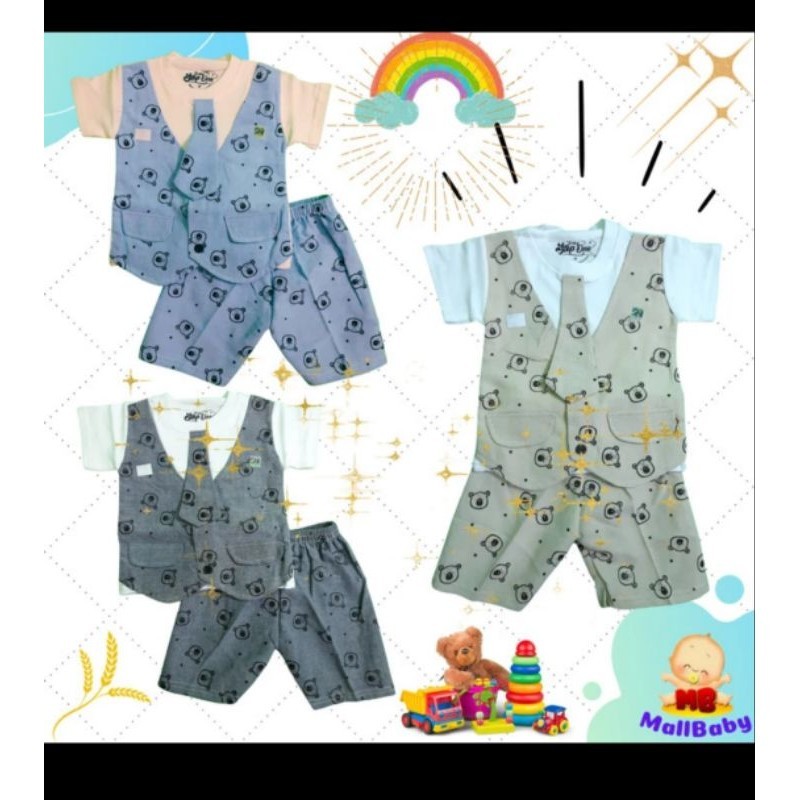 Baju Setelan Anak Bayi Lakilaki Setelan Rompi Tuxedo Pesta allsize usia umur 2 - 9 bulan