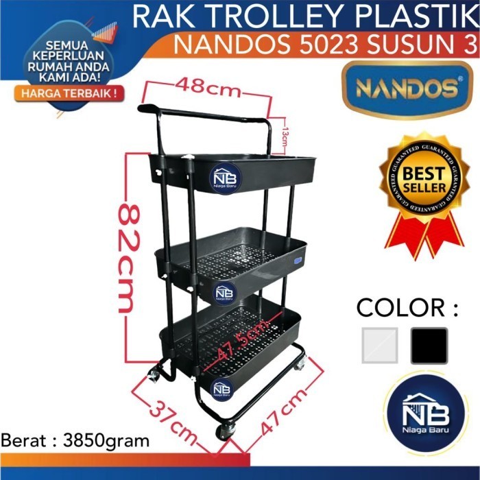 RAK DAPUR TROLI SERBAGUNA NANDOS PLASTIK RAK TROLI SQUARE SUSUN 3