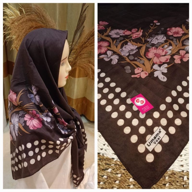 Hijab Segiempat Voal Motif Bunga Polka by Umama