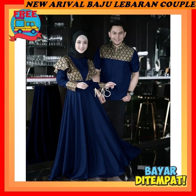 Baju Lebaran Couple Pasangan 2024 Bsju Hamis Kopel Suami Istri Mewah Elegan Gamis Couple Suami Istri