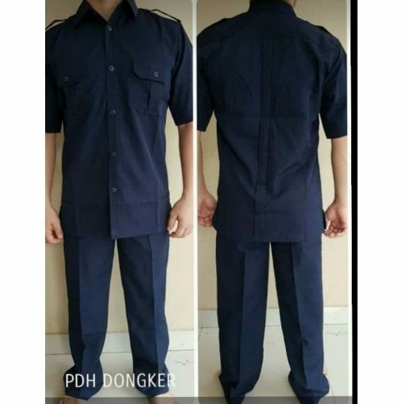 Baju Setelan Seragam Safari Security Supir U Dongker Jumbo 2Xl 3Xl