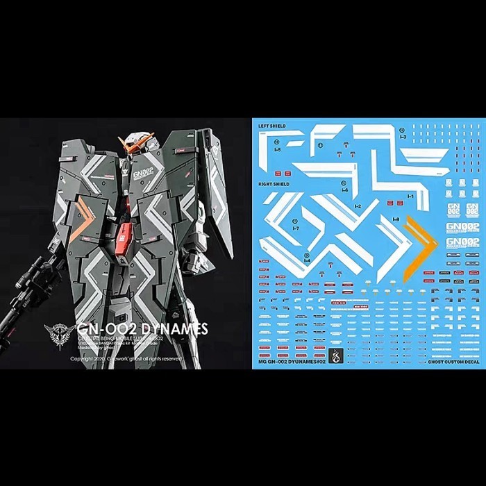 MUST HAVE MG GUNDAM DYNAMES WATER DECAL GHOST CUSTOM DECAL TERBARU