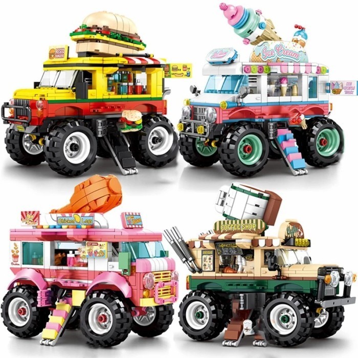 HOT SALE BRICK SY 5002 FRIED CHICKEN CART FOOD TRUCK FESTIVAL LEGO CITY CAFE TERLARIS