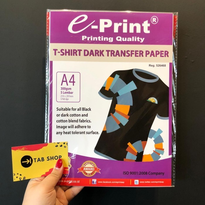 

Terlaris Eprint Dark T Shirt Transfer Paper Kertas Foto Promo Terbaru