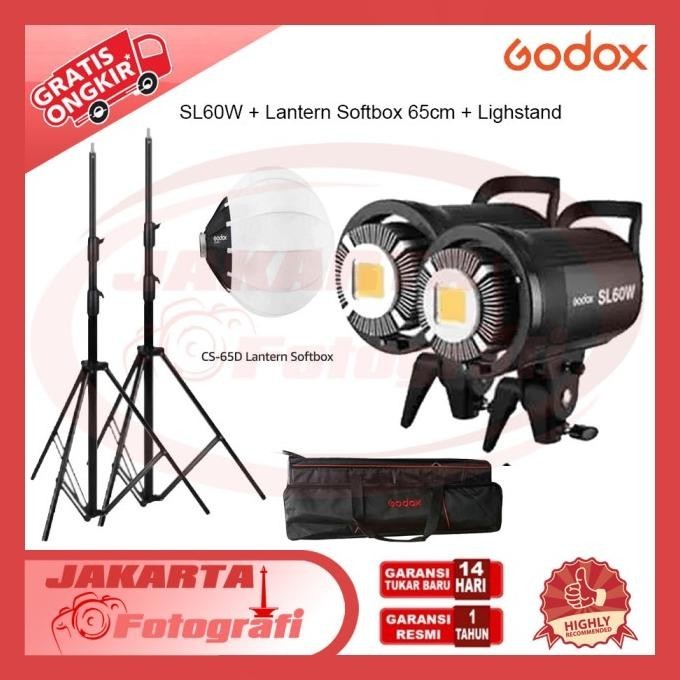 Paket Godox Sl60W + Lantern Softbox 65Cm + Lighstand - Sl 60W Cs-65D