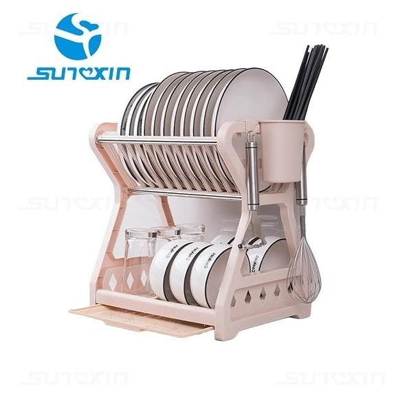 Sunxin - Rak Piring 2 Susun Plastik -2115/ Rak Piring Dapur Baskom