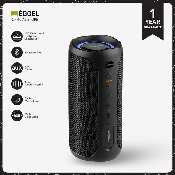 Eggel Terra 3 Plus + Waterproof Bluetooth Speaker With Rgb Lights