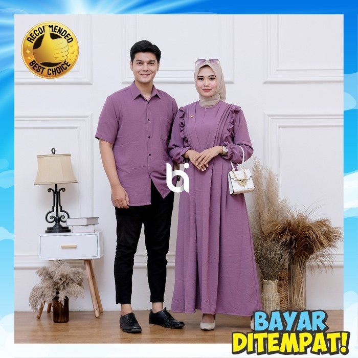 Gsmis Cp Dress Syari Bj Couple Sarii Terbaru Capel Sarimbit Kondangan Buju Muslimah Murah Gamis Rema