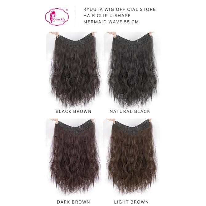 Ryuuta Wig Hair Clip Hair Extension Clip Mermaid Wave U Shape 55 cm - jihanstoress